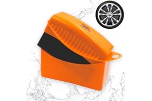 ‎ROCKET CAR SHOP Rocket Magic Orange Reifenschwamm - HOCHWERTIGER Schaumstoff - CHEMIEBESTÄNDIG - Applikator Pad Auftragschwamm mit Deckel für Reifenglanzspray Reifenglanzgel - Moje Auto Detailer Reifenapplikator