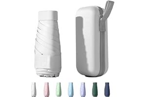 Mini Umbrella for Travel, Small Umbrella for Purse with Case for Sun and Rain, Sun Umbrella with UPF 50+ UV Protection, Lightweight & Compact Umbrella for Women Men Kids