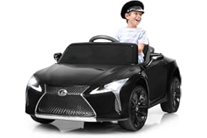GOPLUS Samochód elektryczny dla dzieci 12 V Lexus LC500, pojazdy elektryczne z pilotem zdalnego sterowania 2,4 G, elektryczny samochód dziecięcy z 2 drzwiami i 2 prędkościami, USB, klakson i muzyka,