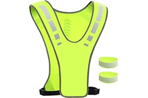 flintronic Gilet Réfléchissant Haute Visibilité, Gilet et Bracelet Réfléchissants, Vêtements Réflecteurs Fluorescent, Veste Fluo de Securite pour Running, Vélo, Jogging, Cyclisme