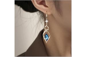 Cimenexe Bohemian Sapphire Crystal Drop Earrings Gold Geometric Sapphire Dangle Earrings Cz Sapphire Drop Earrings Blue Crystal Teardrop Earrings Jewelry for Women and Girls