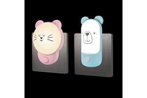 ‎ANNMORE Annmore Nachtlicht Kinder für Steckdose, LED Stilllicht Baby, 3 Lichtmodi, Tierform Design (Katze/Bär)