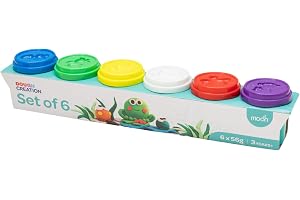 The Moon Brand Dough Creations Set of 6 – Assorted Playdough for Kids – NonToxic Modeling Clay Arts and Crafts for 3+ Years – MultiColor DIY Clay Toys for Gifting & Birthday Party – 6 x 56g