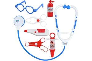 EMBHLITFE 7 Pcs Kids Doctors Kit,Doctor Pretend Role Play Medical Kit Doctor Set for kids,Children Doctors Play Set Toy Doctors Set for Kids 3+ Years Boys Girls Role Play Educational Toys Gifts (Blue)