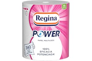 Regina Power Papel Multiusos | 1 Rollo Aún Más Largo | 340 Hojas de 2 Capas | Ideal para Limpiar Superficies Domésticas | Emb