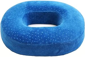 Homely Lee Donut Seat Cushion Memory Foam Reduces Pressure Ideal for Haemorrhoid and Piles Sufferers, Coccyx Pain, Post Natal and Post Surgery Pain Relief & Comfortable (Blue)