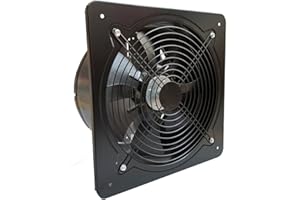 ECUTEE 250mm Abluftventilator Axiallüfter 100W 1850 m³/h Axialventilator 10" für Küche Bad Büro Werkstatt Fabrik, Industrieller Metall Lüfter Wand/Decken Abluftventilator (Plattengröße: 300 × 300mm)
