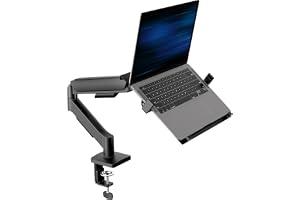 VIVO Universal justerbar 10 till 15,6 tum laptopfäste för skrivbord, enkel spänningsarm VESA laptopstativ med C-klämma och ge