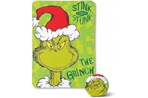 ILS I LOVE SHOPPING Coperta Plaid Morbida e Calda 100x140cm per Bambini Pile con stampa per GRINCH