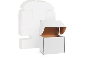 RLAVBL 25 Shipping Boxes 8x6x6in(20.4 x 15.3 x 15.3cm) White Cardboard Boxes, Kraft Corrugated Small Mailing Box