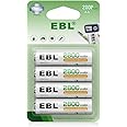 EBL High Capacity 2800mAh AA Rechargeable Batteries with New Retail Package [Pack of 4]