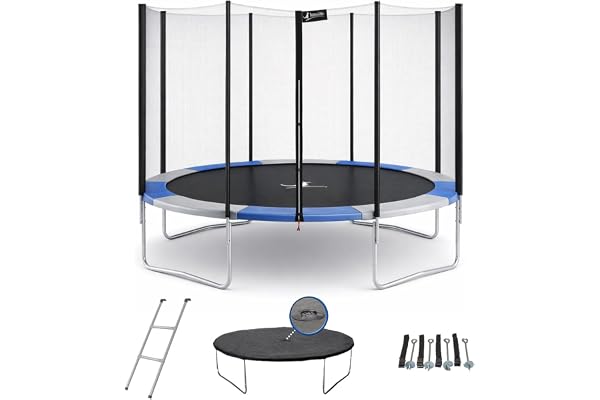 Kangui - Trampoline Rond avec Filet, échelle, bâche et kit ancrage Ø250 - Ø300 - Ø360 - Ø430cm RALLI