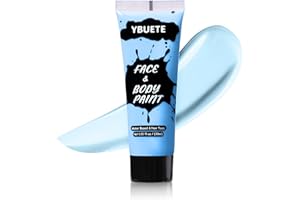 YBUETE Light Blue Face Body Paint, Professional Paint for Halloween Cosplay Costume Party, Full-coverage Multi-Color Cream Makeup Blendable Body Painting for Adults Halloween Cosplay SFX Makeup Paint