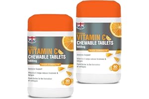 CLUB VITS Vitamin C 1000mg Chewable 90 x 2, Supports Immune Health and Helps Fight Colds - Helps Reduce Tiredness and Fatigue