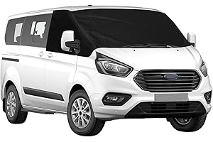 SOEKODU Auto Windschutzscheiben Abdeckung Ersatz für Ford Transit Custom 2012-2022, 600D Luxus Frontscheiben Sonnenschutz, 100% Verdunkelnd, Blockiert UV Strahlen, Wetterfeste Frontscheibe Wrap Cover