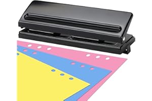 NAEBRO Bucatrice a 6 Fori Per Carta, Bucatrice Da Tavolo Regolabile Bucatrice Da Tavolo Regolabile Per A4 A5 A6 A7 A7 B5 Con Capacità Di 6 Fogli, Bucatrice Per Fogli Sciolti, Nera
