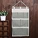 Highdas White Polka Dots Cotton Fabric Wall Door Cloth Hanging Storage Bag Case 6 Pocket Hanging bag Space Saver Gift Green