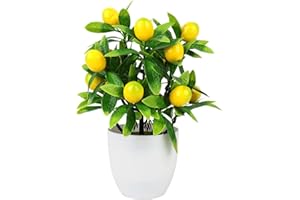 TITA-DONG Decorazione Artificiale Della Pianta Del Limone, 9.65 Pianta Da Interno Di Albero Di Limone, Vaso Di Fiori Artificiale Limone BonsaiAlbero Da Frutto In Vaso, Miniascape Decorativo(12 frutti con vaso)