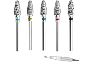BYYT Zestaw wierteł do paznokci, 5 sztuk, węglik wolframu, pilnik do paznokci, bity do paznokci, do elektrycznych frezarek do paznokci, żelu, akrylu, manicure, pedicure