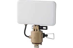 ELECOM NESTOUT Outdoor Camping LED Panel Flashlight w/ Mini Tripod, Dimmable USB Powered LED Light, IP44 Water Dust Resistant, 30-1000 Lumen, Portable Lantern for NESTOUT Power Bank, Beige (FLASH-1)