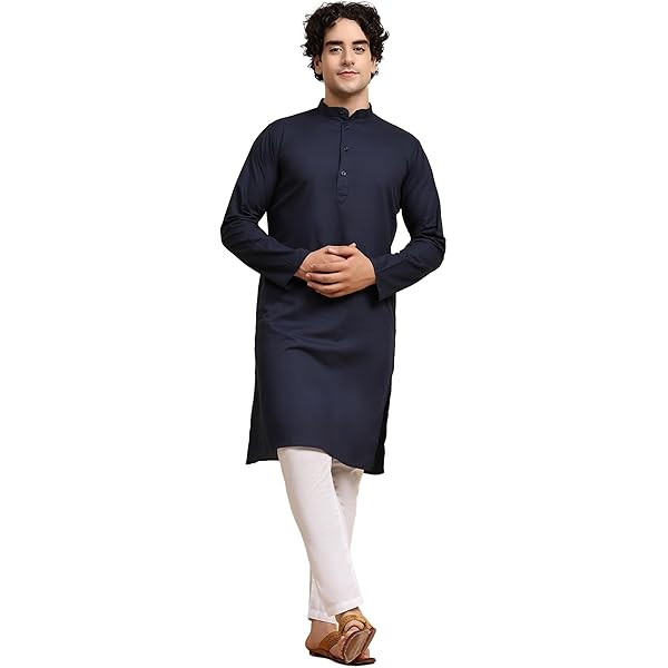 Estationeryhouse Rechte pasvorm Kurta Pyjama voor heren in katoen (Rayon) zwaar borduurwerk voor en achter (wordt geleverd met witte pyjama), Zwart, XXL