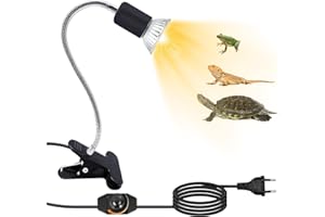 LAKONEI Lampada Riscaldante UVA UVB per Tartarughe e Rettili con Collo Cigno 360° Regolabile - per Anfibi, Lucertola, Tartarughe Acqua (Lampadina Non Inclusa)