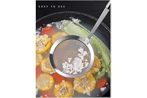 BAKERMICHE Suppenlöffel Fetttrenner Schaumkelle Abseiher Abschäumer Edelstahl Schöpflöffel Fettabschöpfer Schaum Löffel Filter Pfannenwender Küchenhelfer Metall feinmaschiges Sieb für Lebensmittel Küche Kochen