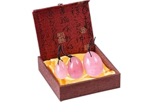 AITELEI Yoni Egg Rosa Cuarzo Cristal Piedras preciosas Huevos de jade Bolas para mujeres Kegel Ejercicio de estiramiento Masaje muscular de la salud vaginal con caja de regalo
