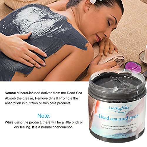 Natürliche Totes Meer Schlamm Maske, LuckyFine Tiefenreinigende / Ölkontrolle / Mitesser Akne entfernen Gesichtsmaske 250g - 4