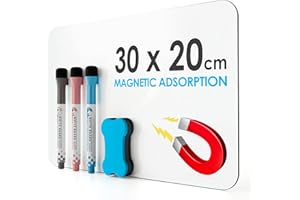 KTRIO Magnetic Whiteboard for Fridge A4 Whiteboard Magnet Reminder Board Fridge Magnet Memo Board 30 * 21cm Magnetic Notice Board Weekly Meal Planner or to Do List