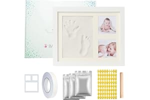 Saponhonix Cadre Photos Empreintes Bébé, Kit Empreinte Pieds et Mains Bébé, Ensemble de Cadres Photo pour Bébé, Cadre Bois Kits de Moulage et D'empreintes, pour Cadeau de Bébé Fille et de Garçon