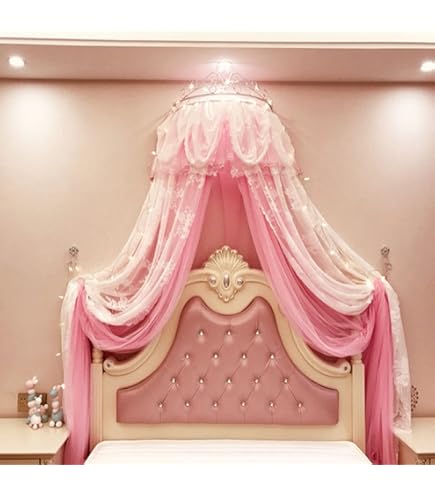 Tenda Da Letto Principessa - Baldacchino Con Corona, Pizzo Trasparente, Zanzariera, Per Camera Bambina - Foto 12