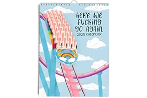AMOTEE Here We Go Again 2025 Calendar, 2025 Calendar 12 Months Planning, Scheduling & Organization, Funny Daily Planner Novelty Planning Wall Calendar Note Pads for Home Office