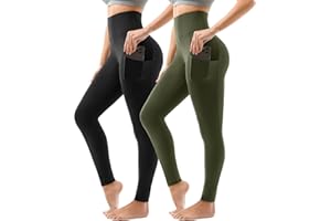 Sanpetix Sports Leggings Women High Waist Sports Pants Women Long with Pockets for Gym Yoga 2 Pack SM Black/Grey