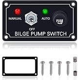 Greluma 1 PC 3 Way Bilge Pump Switch Panel (Manual-Off-Auto) with LED Indicator,Toggle Switch Panel Control 12V DC Bilge Pump