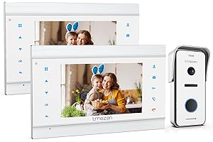 TMEZON Kit Visiophone Filaire, Vidéo Interphone 2 Fils Connection,7 Pouces Moniteur et Sonnette de Caméra Vision Nocturne, Audio Bidirectionnelle,Enregistrement,Unlock,pour Une Famille