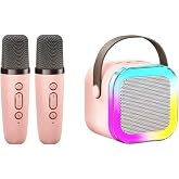 &Ccedil;ift Karaoke Mikrofonlu Kablosuz Bluetooth Hoparl&ouml;r 5 Ses Efektli Rgb Hd Stereo Ses Usb/Sd/FM