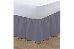 UNGROL T&A Traders® Polycotton Plain Dyed Under Mattress Platform Base Valance Sheet King Size Grey Frill Length 16" (40cm)
