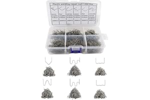 VONLUX 1200 Stück Heiße Heftklammern, 6 Arten Schweißnagel Klammern für Heiße Hefter Plastik Schweißgerät Reparatur Stoßstange - Außenecke/Innenecke/Flach/Welle-Heftklammern[Hot Staples]