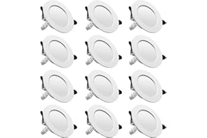 Tofisr LED recessed Ceiling Light, 7W Downlights 700LM Natural White Light 4500K, Round Aluminum Metal Spotlights 230V, Cut Φ75-95mm, for Living Room Bedroom Kitchen, Pack 12