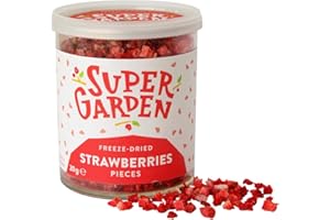 SUPERGARDEN Super Garden fresa liofilizada en trocitos - Producto 100% puro y natural - Apto para veganos - Sin azúcares, aditivos artificiales ni conservantes añadidos - Sin gluten - No OMG