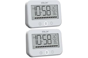 LXSZRPH 2Pcs Digital LCD Waterproof Timer Shower Clock, Waterproof for Water Spray, Bathroom Clock Wall, Two Suction Cup, Displays Time, Temperature, and Indoor Relative Humidity (2, White)