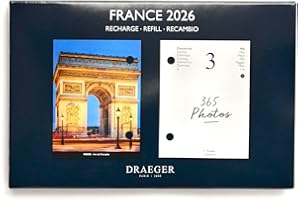 DRAEGER PARIS 1886 - Recharge Agenda 2026 Format Compact 16x10 cm - Thème France - 12 Mois avec Illustrations Détachables - Papier FSC et Encres Végétales - Notes Faciles et Photos Mensuelles