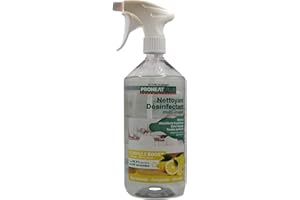 NETTOYANT DESINFECTANT MULTI-USAGES - BACTERICIDE - VIRUCIDE - FONGICIDE 1Litre PARFUM CITRON JAUNE, ELIMINE 99,9% DES VIRUS ET DES BACTERIES.