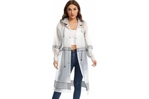 UNIQUEBELLA Impermeable EVA impermeable Poncho de lluvia reutilizable unisex para mujeres Capa de lluvia larga
