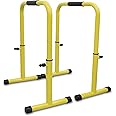 SKY LAND Heavy Duty Adjustable Height & Portable Multifunction Dip Stand Fitness Bar With Safety Connector For Home Training Bar Exerciseem1860, Maximum User Weight 200Kgs., Yellow