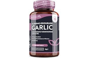 Nutravita Aglio Inodore in Capsule 15.000mg – 180 Softgels AltoDosaggio – Fornitura di 6 Mesi – Estratto di Olio di Aglio Puro ad Alta Qualità Deodorizzato Ricavato dall’Allium Sativum