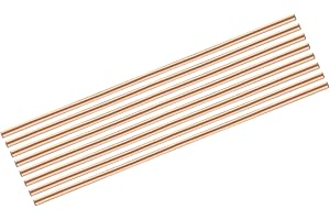 sourcing map 8 Pack Pure Copper Round Rod 5mm/0.2 Inch Diameter 330mm/13 Inch Length Solid Copper Rod Lathe Bar Stock for DIY Metal Craft Metal Working Hobbies