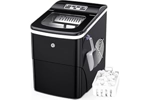 FZF Ice Maker Machine for Home, Self-Cleaning Function Ice Cube Maker Machine Counter Top, 6 Minutes Ice Making, 24H/33lb, Designed with Low Noise Operation for Home,Black