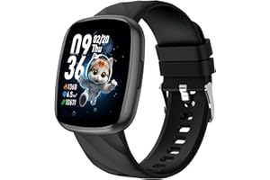 CATGIFF Fitness Tracker Montre Enfant Connectée ou Non Connectée, Montre Intelligente avec 100+ Modes de Sport, Podomètre, Moniteur de Sommeil, 1.75" Smartwatch, Cadeau Ado Garçon Fille 5-16 Ans Noir